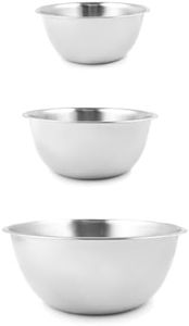 Fox Run Stainless Steel Mixing Bowl, Set of 3 Nesting Mixing Bowls, 4.25, 6.25, and 10.75 Quarts