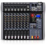 Froket Audio Mixer Professional DJ Mixer Reverb Console 8 Channel Audio Mixer Interface USB Bluetooth MP3 Input 48V Phantom Power Stereo Sound Board for Streaming Karaoke Party Recording (CT-8)