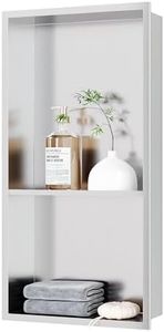 Neodrain No Tile Shower Niche, Brushed Stainless Steel Bathroom Shelf 24" X 12", Two-Tier Stainless Niche, Bathroom Niche Cubby for Storage, No Tile Needed Recessed