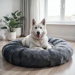 ZEXSAZONE Round Donut Pet Bed for Cats, Puppies, and Dogs, Cozy and Plush, Raised Bedside Support, Both Sides Use Like 2-in-1, Washable, Sizes for Small, Medium, and Large Pets. (Grey, Medium)