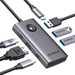 ORICO USB C Docking Station,6 in 1 USB C Dongle with HDMI 4K+PD100W+3×USB3.0,USB C Hub Multiport Adapter for MacBook/Dell/HP/Surface/Lenovo