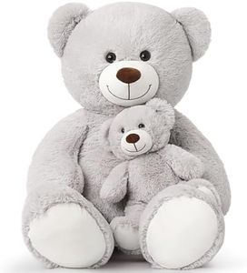 Tezituor Giant Teddy Bear Stuffed Animal 39in, Large Teddy Bear Mommy with Baby, Big Teddy Bear Stuffed Bear for Kids, Girlfriend on Valentine, Christmas, Baby Shower, Gray