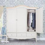 Juliette Stunning Triple wardrobe in Champagne, cream colour. French 3 door wardrobe with crystal handles. ASSEMBLED