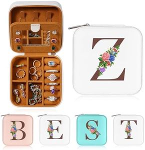 Yesteel Travel Jewelry Case Jewelry Box - Personalized Birthday Gifts Small Initial Jewelry Boxes Jewelry Case Organizer Travel Essentials for Women Birthday Mom Friends Her Bridesmaids Teen Girls Z