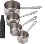 MASTERPRO Professional Measuring Cups with Leveller, Stainless Steel/black, MPMCUPS