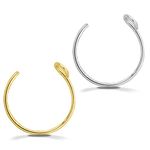 Set of 2 Faux Clip-On Nose Rings 20g - 925 Sterling Silver - 14k Gold Filled - No Piercing Needed for This Nose Ring