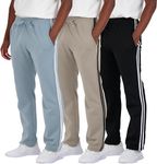 Real Essentials Men's Big and Open Bottom Tech Fleece Active Sports Athletic Training Soccer Track Gym Running Casual Terry Quick Dry Fit Sweatpants Pockets Pants Heavy - Set 9, 3X, Pack of 3