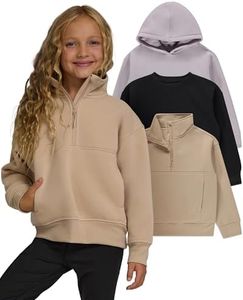 PURE CHAMP Girls Sweatshirt 3 Pack Hoodie for Teen Girls Crewneck Sweatshirt Quarter Zip hoodies Fleece Sizes 4–16 Clothing(Set 3 Size 4T)