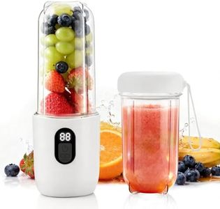 Portable Blender, Personal Blender for Shakes and Smoothies, 17 Oz/500ML with 16 Stainless Steel Blade Rechargeable Juicer, Small Mini Juicer with Extra Handle Lid for Travel Sport Office Gym (White)