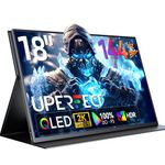 UPERFECT 144Hz Portable Monitor 18" 2K Gaming Monitor QHD 2560x1600 Screen |100% DCI-P3| Freesync| HDR| Matte Display with HDMI/Type-C, Travel Extra Screen for PC/Laptop/PS/Phone