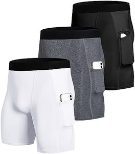 SPVISE Men's Sports Compression Shorts with Pockets Athletic Running Underwear Spandex Shorts Baselayer Tights Shorts Cooling