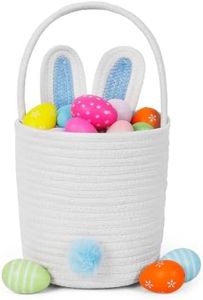 Easter Baskets for Kids Woven Bunny Basket with Handle Egg Hunting Easter Bucket for Boys and Girls