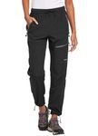 BALEAF Women's 29'' Hiking Cargo Pants Outdoor Lightweight Capris Water Resistant UPF 50 Zipper Pockets Black Size L