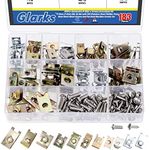 Glarks 183Pcs 11 Sizes Automotive U-Clips & Screws Assortment Kit, U-Style Clip-On Nuts Auto Car Clip Fasteners with Phillips Screws Kit for Engine Fender Bumper Dash Interior Trim Panels