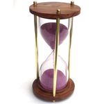 natuerCRAFTS Wooden and Brass Purple Sand Timer Hour Glass Sandglass Antique Nautical Decor Theme, Height 6 Inches 5 Minutes [1 Peice]