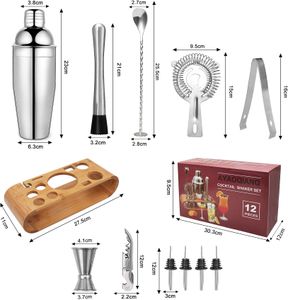 Stainless Steel Cocktail Shaker Set, 750ml – Bartender Mixing Kit