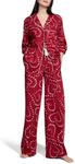 Victoria's Secret Flannel Long Pajama Set, Women's Sleepwear (XS-XXL), Red Swirl Heart, XX-Large