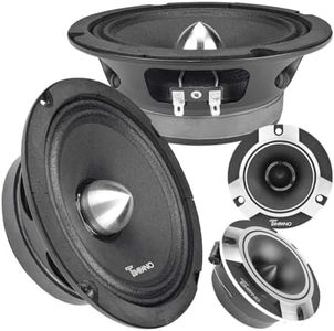 Timpano 1500 Watts Bundle 2X 6.5 TPT-MR6-4 Bullet Midrange Speaker 500 Watts 4 Ohm + 2X Super Tweeters TPT-ST2 Chrome for Car Audio Systems (2 Speakers, 2 tweeters)