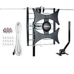 Five Star Multi-Directional 4V HDTV Antenna - up to 150 Mile Range, UHF/VHF, Indoor, Attic, Outdoor, 4K Ready 1080P FM Radio, Supports 4 TVs Plus Installation Kit and Mounting Pole