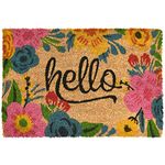 ASAB Welcome Door Mats Outdoor Indoor | Heavy Duty Shoe Boot Cleaner Dirt Wipe Nautical Coir Door Mats Outdoor | Absorbent Back Door Matting Patio Garden Wipe Your Feet Clean Protect (Floral Welcome)