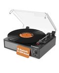 Vinyl Record Player With Speakers | Bluetooth 5.0 Turntable with AUX, RCA Output | Vinyl Player with Multi-Playback Speed & 45 RPM Adapter | Wooden Home Audio Record Player | Oakcastle TT100 Turntable