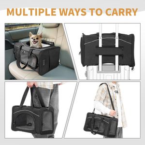 Petsfit Airline Approved Cat Carrier – Foldable, Large, Black, for Cats & Small Dogs