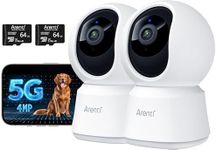 ARENTI 5G 4MP Pet Camera 2 Pack, No Subscription Indoor Security Camera for Dog/Cat/Baby, Free Phone App, Dual-Band WiFi, Auto Tracking, Super Night Vision, 2-Way Talk, 64G Local Storage(P2Q 64G 2PC)