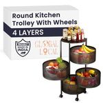 GLOBAL LOCAL Square Kitchen Trolley with Wheels Kitchen Organizer Accessories Items & Storage Onion Potato Rack/Vegetable Basket for Kitchen Storage Vegetable Onion Stand (4 Layer, Round)