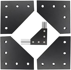 4 PCS Joint Plate, TTZEZE Surface Anodic Oxidation Black L Shape Corner Bracket Plate 5 Hole Outside Joining Plate for 4040 Series Aluminum Profile 3D Printer Frame