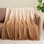 NEWCOSPLAY Super Soft Throw Blanket Ombre Brown Premium Silky Flannel Fleece Leaves Pattern Lightweight Bed Blanket All Season Use (Ombre Brown, Throw(40"x50"))