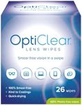 Opticlear Lens Wipes - Cleaning Wipes for Eyeglasses, Smartphones, Tablets, Laptops, TV, Cameras, Screens & Optical Devices - Smear-Free, Quick Drying, Anti-Fog, Safe for Coatings - 26 Count, 6-Pack