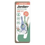 Jordan ® | Step 1 Green Clean Toddler Toothbrush | Sustainable Baby Toothbrush 0-2 Years | Bio Based Extra Soft bristles, 84% Recycled Handle, Soft Biting Ring | Mixed Colors | Pack 3 Units