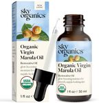 Sky Organics Organic Marula Oil for Face 100% Pure & Cold-Pressed USDA Certified Organic to Replenish, Balance & Boost Glow, 1 fl. Oz