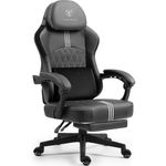 MEENICE Gaming Chair with Gel Pad Pocket Spring Cushion for Adults, Ergonomic Computer Chair with Footrest and Massage Lumbar Support, High Back Leather Game Chair for Office, 300LBS, Black