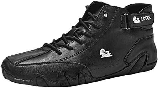 Men's Chukka Boots Suede Leather Casual Sneakers Non-Slip Breathable High Boots Lace-up Flats Oxford Shoes Vintage Hand Stitching Comfort Soft Loafers Flat Shoes for Walking Driving Black