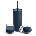 Fellow 16 oz Carter Bundle (3 in 1) Travel Mug with Carry Handle, Move & Cold Lids with Straw - to-Go Coffee Tumbler, Ceramic Interior & Vacuum-Insulated Stainless Steel - Coffee Cups-Stone Blue