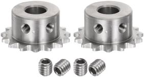 uxcell 2pcs Sprocket Type B Hub 10mm Bore, 1/4-Inch Pitch, 15 Teeth Stainless Steel Single Strand Roller Sprocket for Chain DIN/ISO No. 04C-1 and ANSI No. #25