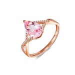 Daesar Wedding Ring for Women 18ct Gold Ring Band 1.15ct Pink Morganite Intersect Pear Shape Diamond Ring Jewelry Wedding Bands Rose Gold Ring Size 7.5