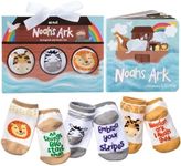 Tickle & Main Noah’s Ark 4-Piece Gift Set for Infants 0-12 Months, Includes Storybook and 3 Pairs of Animal Socks Noah Arc Noahs Ark Book for Baby