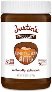 Justin's Chocolate Hazelnut and Almond Butter, Organic Cocoa, No Stir, Gluten-free, Responsibly Sourced, 16 Ounce (Pack of 1)