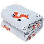 TILLYOU Micro Fleece Plush Baby Blanket Large Lightweight Crib Blanket for Toddler Bed, Super Soft Warm Kids Blanket for Daycare Preschool, Fluffy Fuzzy Flannel Nap Blanket Oversized, 40x50 Fox Forest