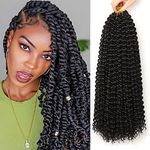 Passion Twist Hair, 6 Packs 18Inch Water Wave Crochet Hair Extensions for Long Bohemian Braiding Hair Extension YDDM Synthetic Passion Twist Crochet Hair(1B#, 6Packs-Economy Pack)