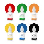 VEDANUM DIY Premium Liquid Colors for Soap Making, Non Toxic and Skin Friendly Pigments, Pack of 6 (15 ml Each) Red, Green, Orange, Yellow, Blue, Black