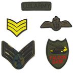 CometCloud® Assorted Funky Iron on Embroidered Patches for Clothing (Green Army Set of 5 Small Patches)