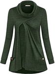 Joymom Maternity Warm Cowl Neck Nursing Sweatshirt Breastfeeding Tunic Tops, 1-dark Green, X-Large