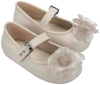mini melissa Soft Ballerina Petals Flats with Strap for Girls, Beige,3