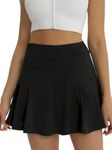 fuinloth Skorts for Women Tennis Skirt Pockets Ladies Golf Activewear Skort Gym Mini Skirts Black M