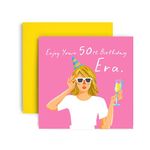 Huxters 50th Birthday Card for Her Friend Female - Birthday Champagne Card for Mum Daughter Sister Auntie Girls Birthday 14.8cm (50th)