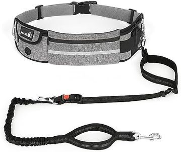 Pecute Hands Free Dog Leash with Pouch, Waist Belt Fanny Pack with Soft Padds, Dual Padded Handles and Durable Bungee for Walking, Hiking, Jogging Biking, and Running (Up to 220lbs)