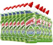 Harpic Active Fresh Toilet Cleaning Gel, Mountain Pine, Pack 12 x 750 ml, Infused with Essential Oils, Kills 99.9% of Bacteria, Toilet Cleaner